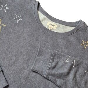 Pact Women's XL Gray Star Sweatshirt Organic Cotton Preppy Casual